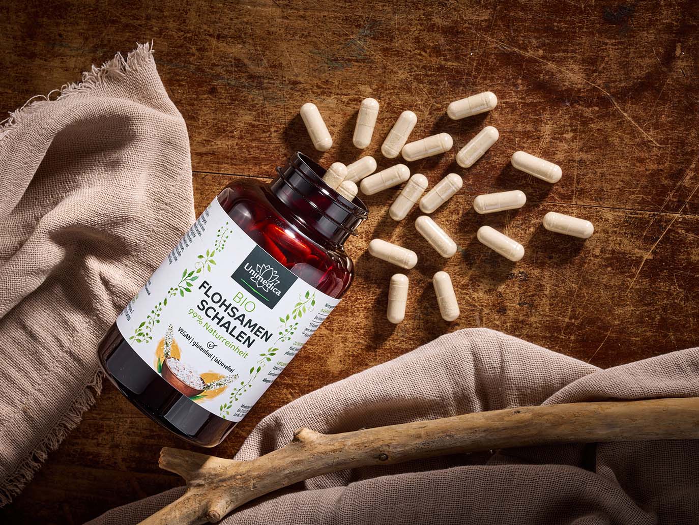 Téguments de psyllium bio - 3 750 mg par dose journalière (5 gélules) - 180 gélules - de Unimedica